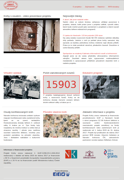 Původní hlavní stránka webu